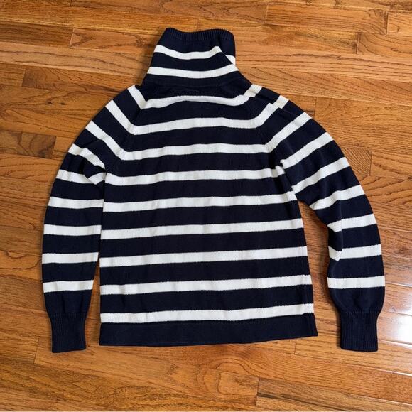 Ralph Lauren Women's Sweater Quarter Zip Navy White Stripe Pullover Size L - Picture 3 of 5